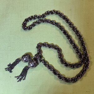 Heavy Vintage Mid-Century Silver Tone Necklace
